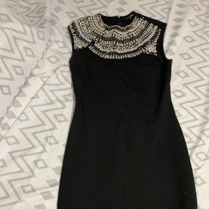 Black bodycon dress with gems/beading